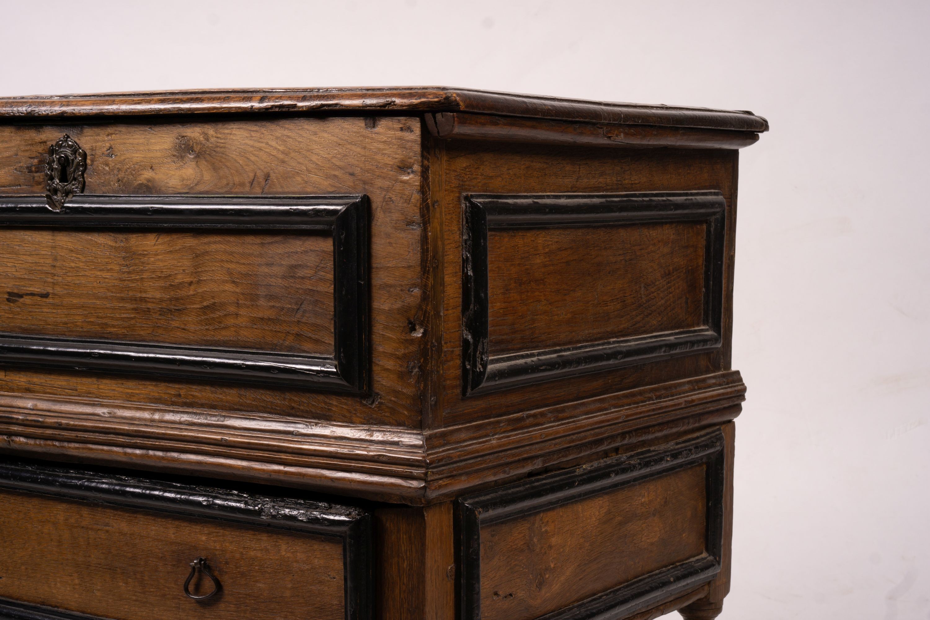 A late 17th century bible box on stand, width 73cm, depth 53cm, height 74cm